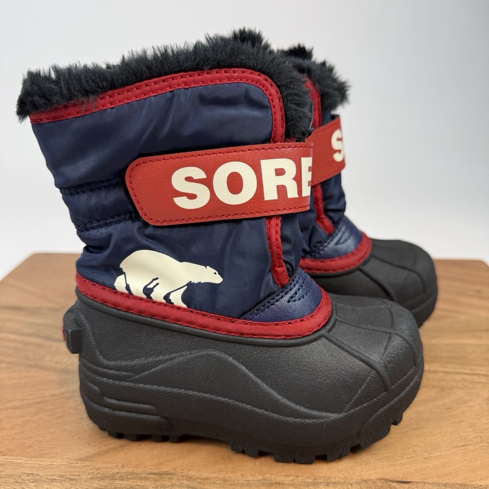 New Little Kids Sorel‎ Snow Commander Fur Lined Winter Boots Size 8 C